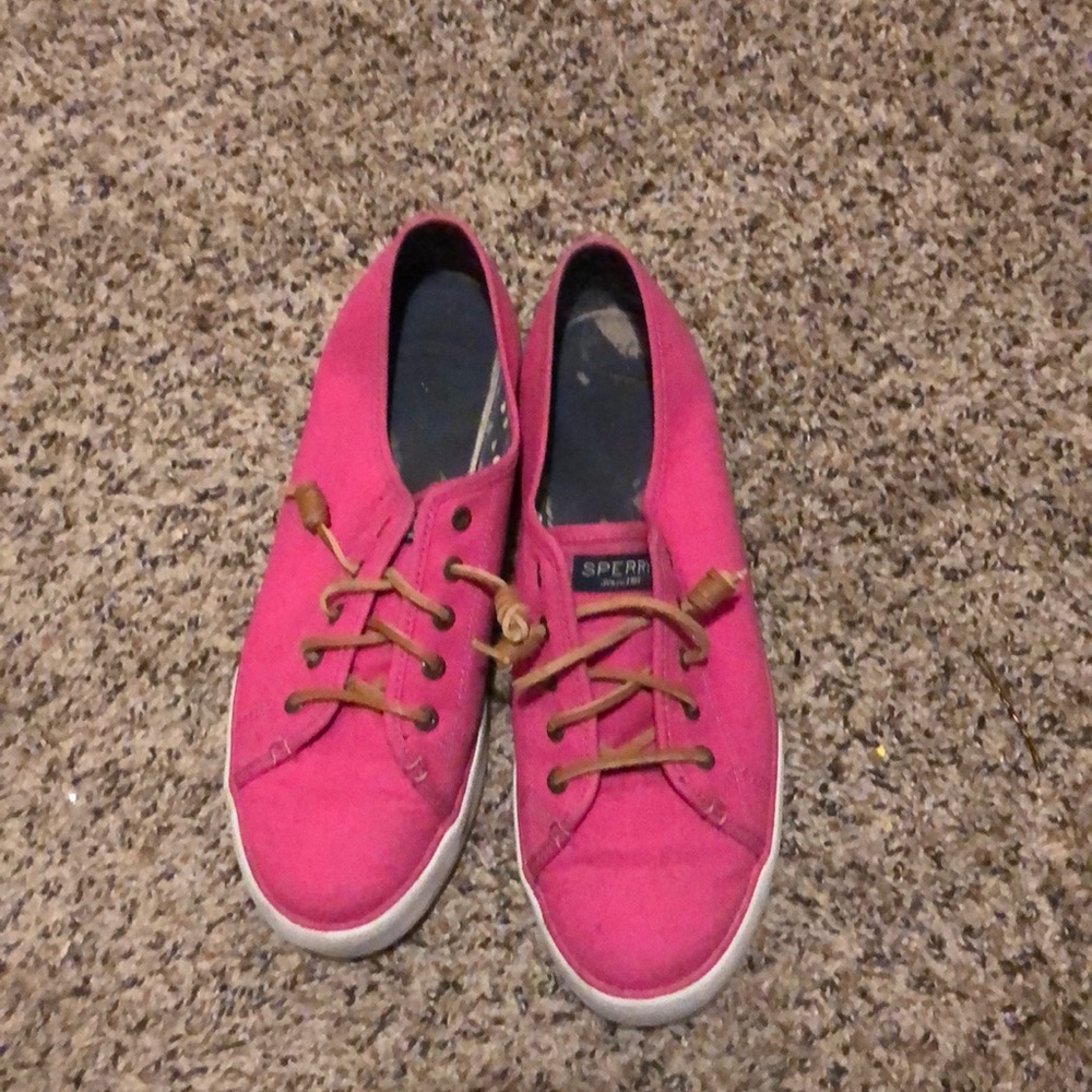 Bright Pink Sperry slip on shoe size 10